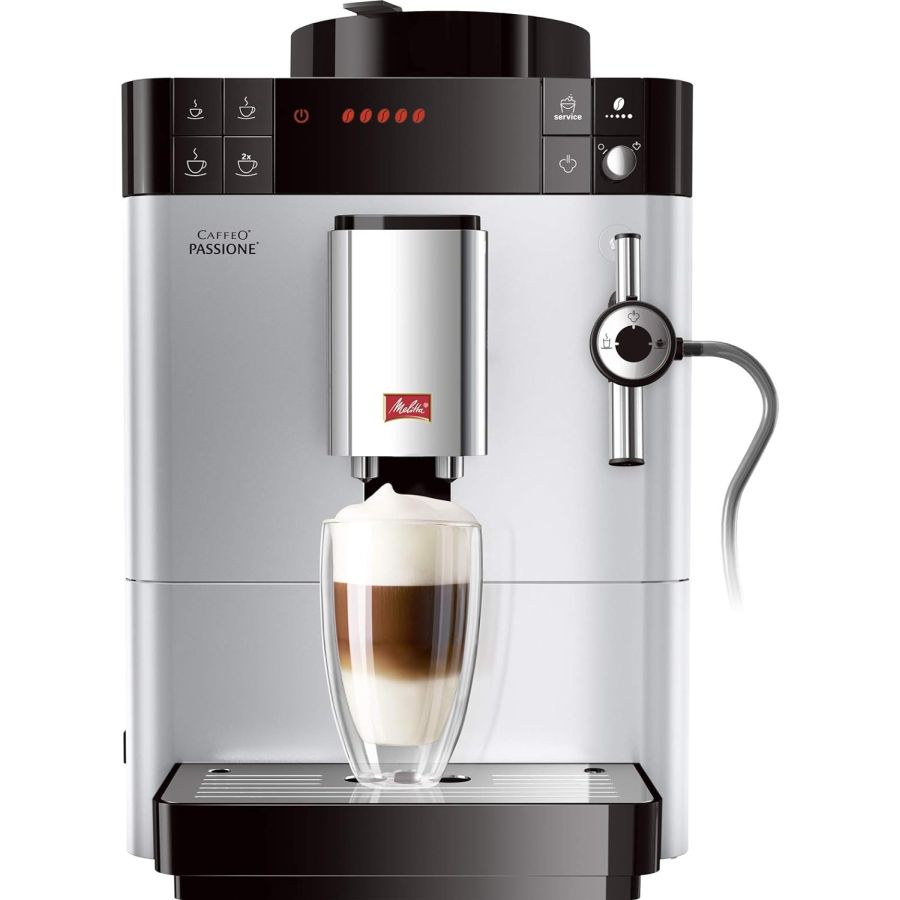 Melitta Kaffeevollautomat F530-101 Passione silber - BundlePack ( inkl. 2 x 1kg Bohnen, Karamellsirup + 4 Gläser )